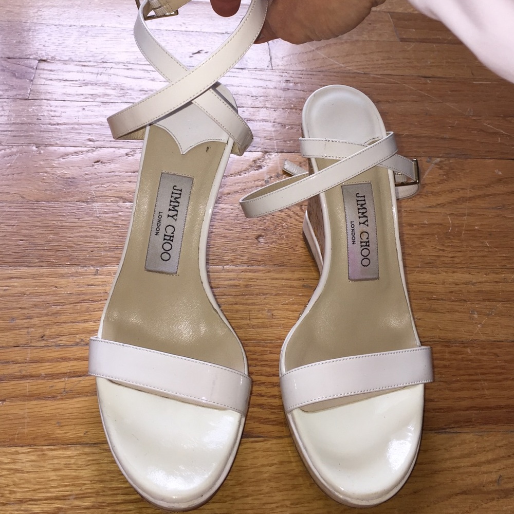 Jimmy Choo White and Cream Strappy Sandals